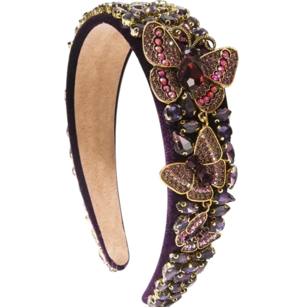Purple Butterfly Rhinestone Headband
